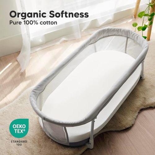 2pk Organic Baby Bassinet Sheets Boys, Girls, Fitted Sheet (Soft White)