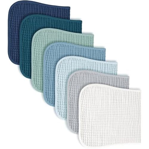Konssy Muslin Burp Cloths 100% Cotton 6 Pack Soft and Absorbent Baby Burping Clothes for Newborn, Girls and Boys Large (20 x 10 Inch