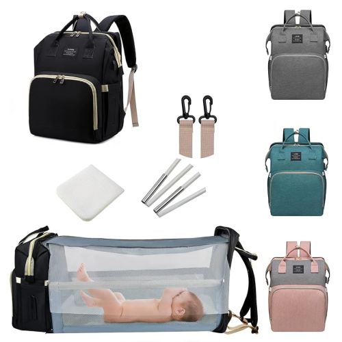 Diaper Bag with Changing Station,Diaper Bag Backpack,7 in 1 Travel Baby Diaper Bag,Mommy Bag With USB Charging Port (Black)