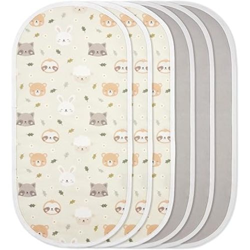 TILLYOU Waterproof Changing Pad Liners 6 Pack, 100% Cotton Reusable Cloth Diaper Liners, Pet