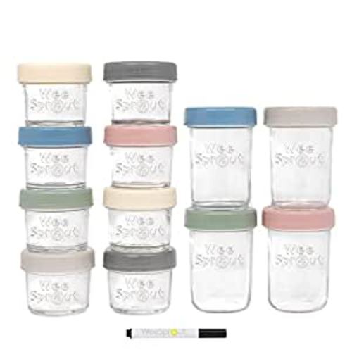 Amazon.com: WeeSprout Glass Baby Food Storage Jars - 12 Set, 4 oz/8 oz Baby Food Jars, Plastic Lids, Freezer Storage, Reusable Small Glass Baby Food Containers, Microwave & Dishwasher Safe, for Infant & Baby Food : Home & Kitchen