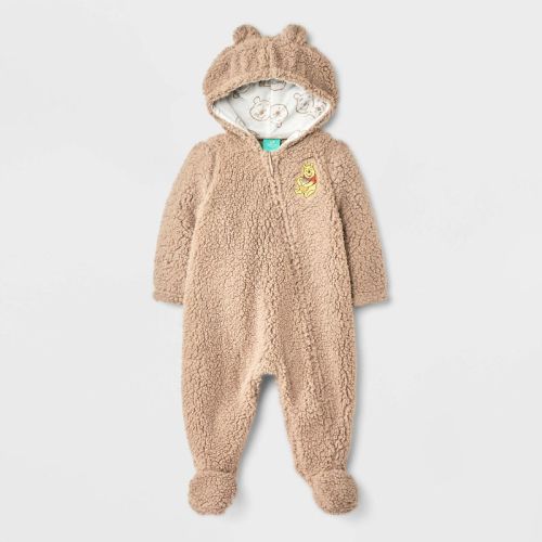 Baby Disney Winnie The Pooh Cozy Hooded Pram Bodysuit - Brown