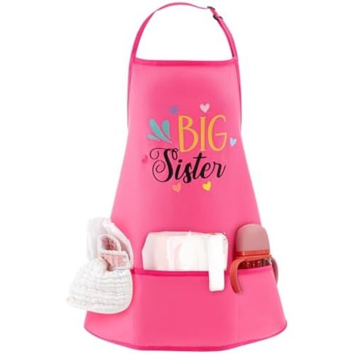 Big Sister Gift Big Sister Apron with Pockets for Girls Adjustable Baby Shower Toddler Apron for Cooking