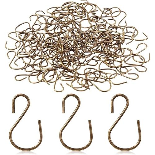 Sratte Mini S Hook for Hanging 1 Inch Metal Hanging Hooks S Shaped Iron Wire Hook Hanger Mini Ornament Storage Hooks for Irish Day Decor Hanging Pot Plant Jewelry Keychain(Bronze Color, 120 Pcs)
