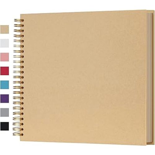 potricher 12 x 12 Inch Large DIY Scrapbook Photo Album 80 Pages Thick Kraft Blank Yellow Paper Memory Book for Wedding and Anniversary Family (Yellow, 12 Inch)