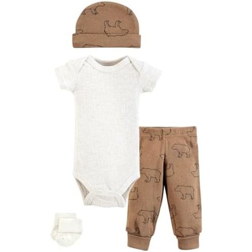 Hudson Baby Unisex Thermal Preemie Layette Set 4pc Short Sleeve Outfit
