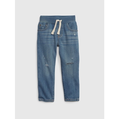 Toddler Pull-On Slim Jeans in medium destroy