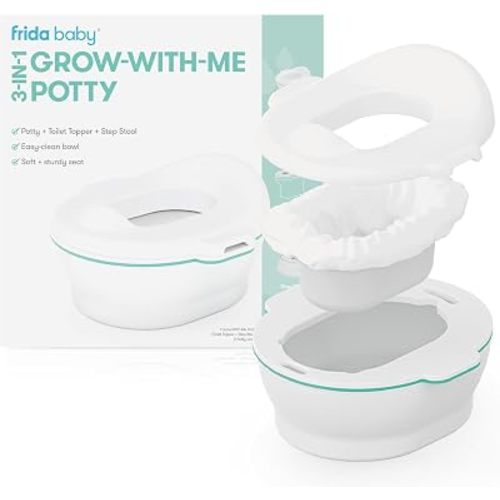 Frida Baby 3-in-1 Grow-With-Me Toddler Potty Training Toilet, Toddler Potty, Toilet Topper Training Seat and Step Stool, Easy-to-Clean Potty Training System
