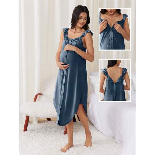 Mom Labor and Delivery Gown Hospital Maternity Labor Nursing Gown Soft Comfortable Hospital Birth Dress for Pregnancy and Delivery Use - Segovia Shoes & Fashion