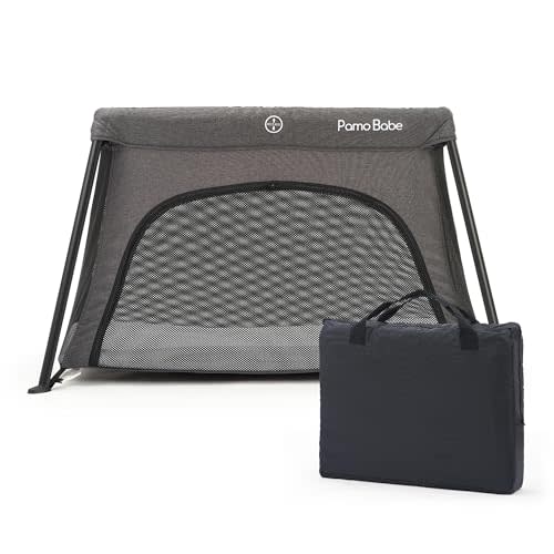 Pamo Babe Travel Crib - Lightweight Baby Playard with Zip Door, Carry Bag for Airplane - Easy to Carry