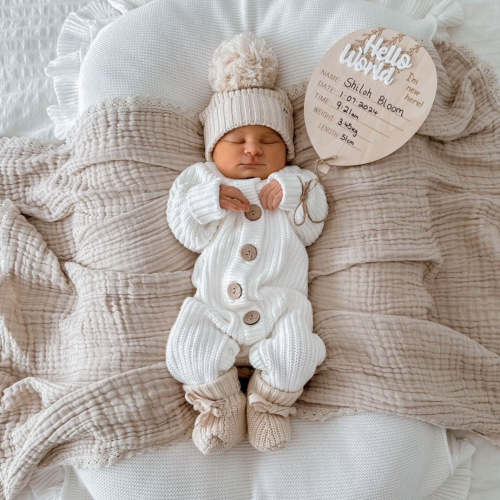 Knitted Romper - Ivory | 3 Little Crowns