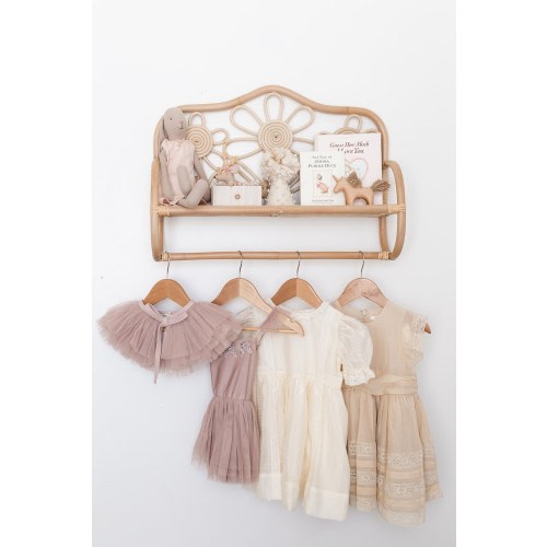Daisy Whispers Rattan Wall Shelf - boho rattan home nursery decor