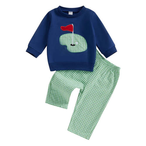 Baby Toddler Boys 2Pcs Golf Outfit Long Sleeve Golf Flag Embroidery To – August + Willow