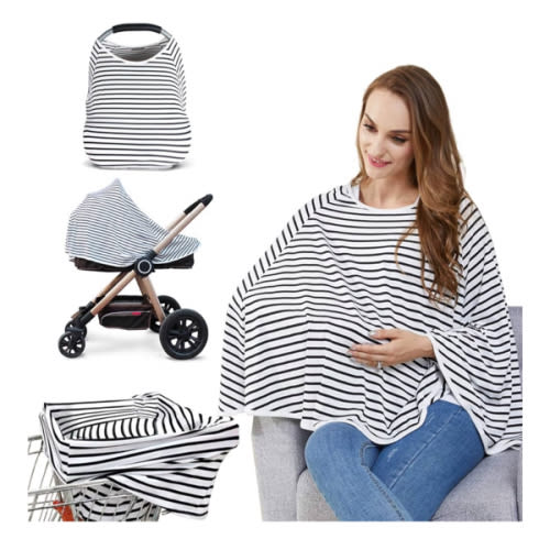 Baby Nursing Cover & Nursing Poncho - Multi Use Cover for Baby Car Seat Canopy, Shopping Cart Cover, Stroller Cover, 360° Full Privacy Breastfeeding Coverage, Baby Shower Gifts for Boy&Girl
