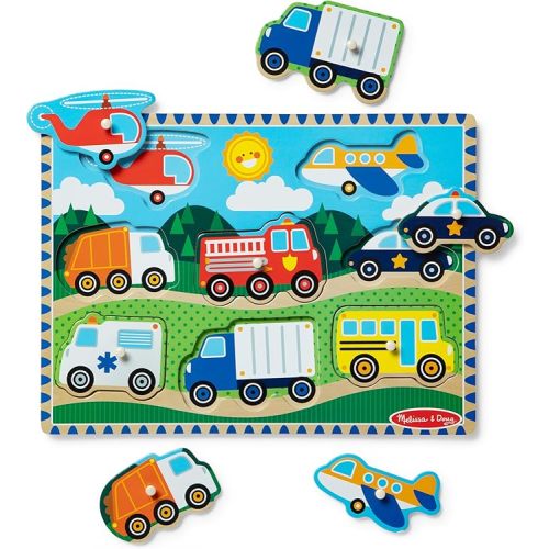 Melissa & Doug Vehicles Wooden Peg Puzzle (8 pcs)