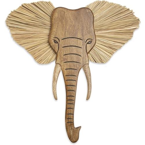 Crane Baby Wooden Safari Wall Decor, Wood Animal Nursery Wall Art, Boho Gender-Neutral Safari Room Decor Elephant 21L X 21W Brown