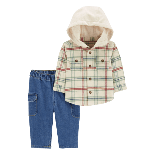 Baby 2-Piece Plaid Hooded Shirt & Pull-On Pant Set - Carter's | Carter's