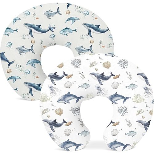 Nursing Pillow Covers 2 Pack, Breastfeeding Pillow Slipcovers Soft and Stretchy, Nursing Covers for Baby Girls Boys Newborn