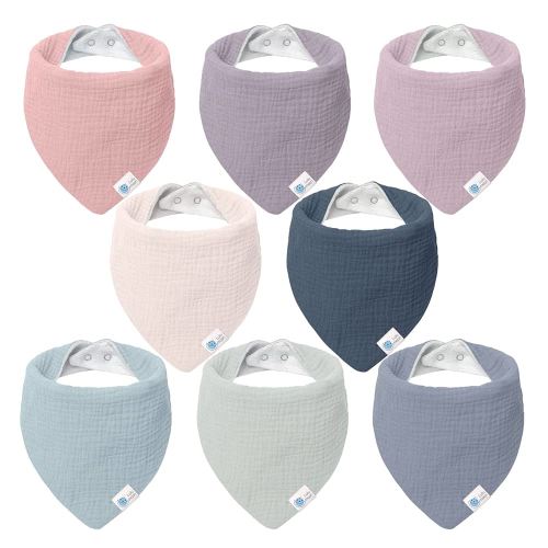 Lulumoon Muslin Baby Bibs 100% Cotton Baby Bandana Drool Bibs for Teething and Drooling, 8 Pack, Dream Unicorn