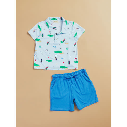 Golf Things Baby Polo and Shorts Set in Blue | Tullabee