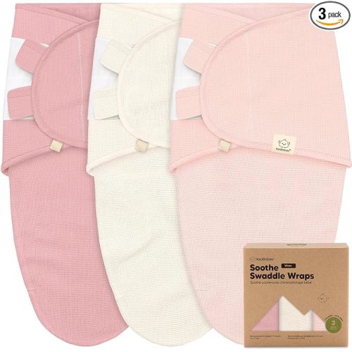 3-Pack Organic Swaddles for Newborns, Baby Sleep Sacks 0-3 Months - Baby Swaddle Wrap, Newborn Wearable Blanket, Infant Sleep Sack for Girls, Boys, Soft & Snug, Large Hook & Loop Closure (Roseate)