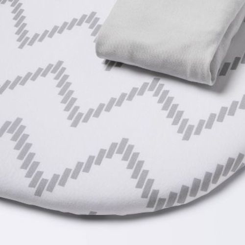 Jersey Bassinet Sheet - Cloud Island™ Gray Chevron And Solid Gray - 2pk