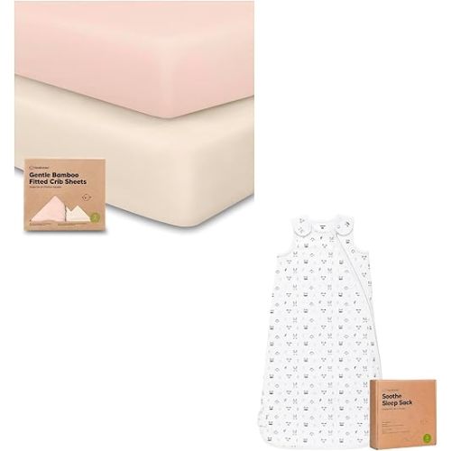 KeaBabies 2-Pack Crib Sheets for Boys, Girls and KeaBabies Baby Sleep Sack 6-12/12-18 Months - 2-Pack Jersey Fitted Crib Sheet, Cotton Wearable Blanket Swaddle Sack