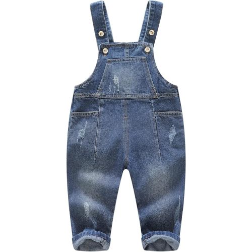 KIDSCOOL SPACE Baby Girl Boy Jean Overalls,Little Kid Bib Pocket Denim Workwear - 6-12 Months - Blue-2138