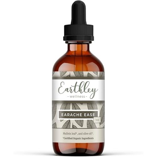 Earthley Wellness Earache Ease, Certified Organic Ingredients, Mullein Leaf and Olive Oil (1 oz)