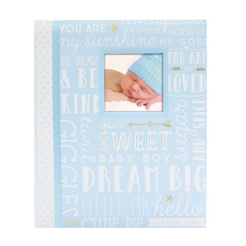 Lil' Peach First 5 Years Baby Memory Book, Newborn Milestone Keepsake Journal Scrapbook, Gift For New And Expecting Parents, 46 Fill In Pages, Blue