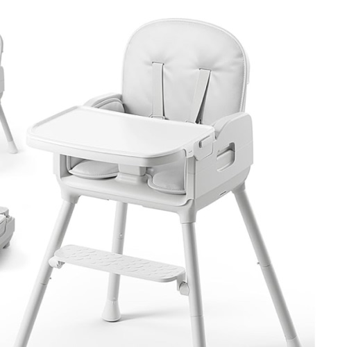 3-in-1 Portable Baby High Chair for Babies and Toddlers, Convertible Easy Clean Infant Foldable Highchair with Adjustable Legs & Dishwasher Safe Tray, Grey