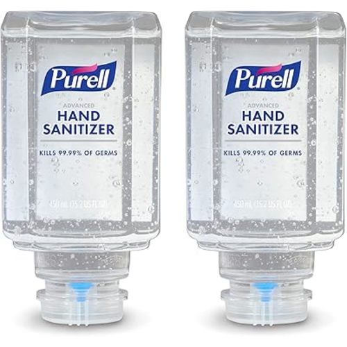 Purell Advanced Hand Sanitizer Gel ES1 Push-Style Hand Sanitizer Dispenser 450 mL Refill Bottle (Pack of 2) - 4450-06-EC2PK