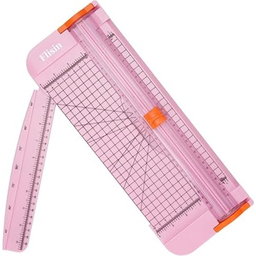 Paper Cutter,Portable Paper Slicer,12 Inch Paper Trimmer Scrapbooking Tool with Automatic Security Safeguard and Side Ruler for Craft Paper,A4 Paper,Coupon, Label and Cardstock (Pink)