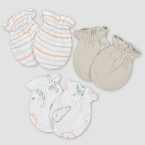 Gerber Baby 3pk Vegetables Mittens - White/Light Purple