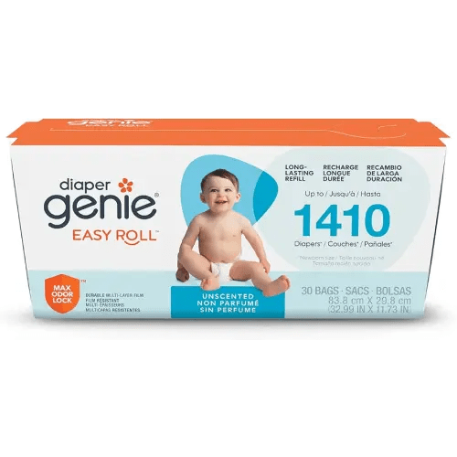Diaper Genie Easy Roll Refill with 30 Bags, Holds up to 1410 newborn diapers per refill