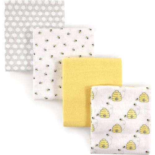 Hudson Baby Unisex Baby Cotton Flannel Receiving Blankets, Bee, One Size