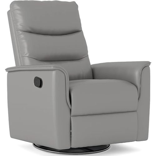 BedsPick Rocker Recliner, 360° Swivel Recliner Chair for Adults, Faux Leather Recliners, Rocking Reclining Chair with Adjustable Backrest Footrest and Lumbar Support for Living Room,Nursery