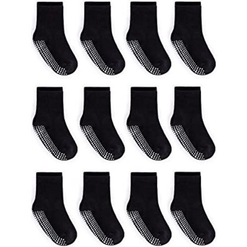 Zaples Grip Crew Socks with Non Slip/Anti Skid Soles for Baby Infants Toddlers Kids Boys Girls