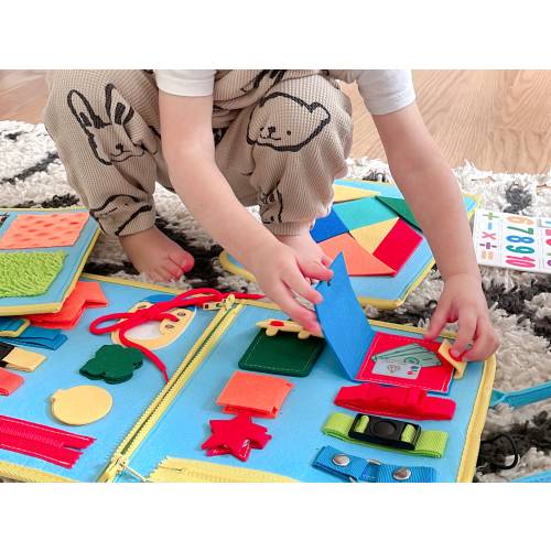 Toddler Busy Book Busy Board, Baby Montessori Toy Felt Book Toddler Gift, Quiet Book for 1 2 3 4 5 years old, Birthday Gifts Baby Boy Girl