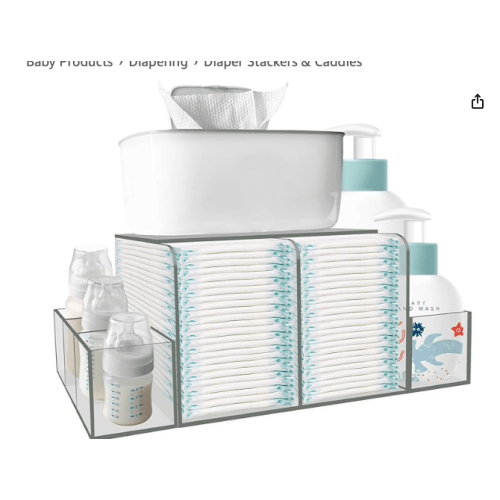 Diaper Caddy, Baby Changing Table Organizer, Detachable Clear Acrylic Diaper Storage for Wipe Dispenser, Wipe Warmer and other Diapering Essentials