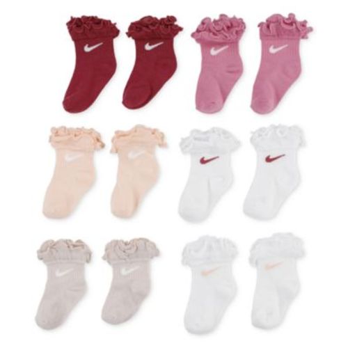 Baby and Toddler Ruffled-Trim Swoosh Socks, 6 Pack