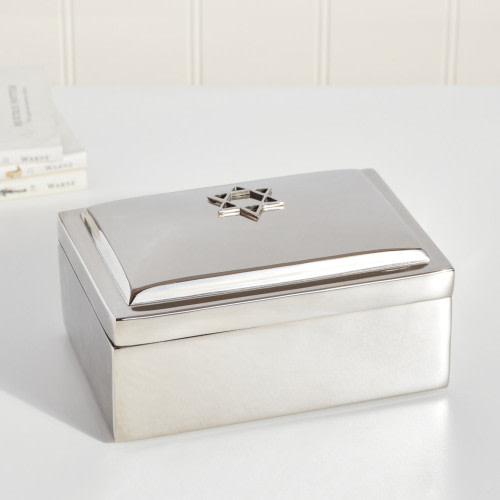 Silver Star Of David Keepsake Box