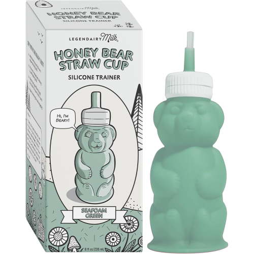 Honeybear Silicone Sippy Cup - Green, 8 oz, Dishwasher Safe, Trainer Straw Cup for Babies & Toddlers 4+ Months