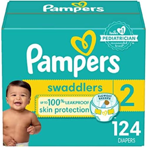 Diapers Size 2, 124 Count - Pampers Swaddlers Disposable Baby Diapers, Giant Pack (Packaging May Vary)