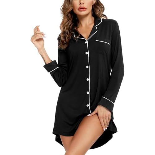 Leikar Maternity Nightgown For Women Nursing Pajamas Long Sleeve Sleepshirt