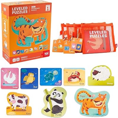 TOI Puzzles à niveau pour enfants âgés de 2 ans et plus, puzzle d'apprentissage préscolaire, jeu éducatif pour garçons et filles, éducation classique, étape 1