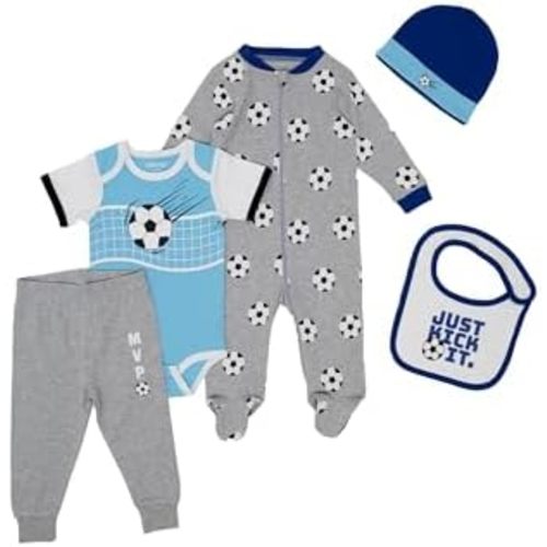 Gertex 5-Piece Layette Sport Set Gift Bundle for Babies & Infants | Baseball, Basketball, Hockey, Soccer, Football