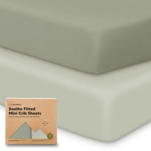 KeaBabies Mini Crib Sheets for Baby Girls, Boys, 2-Pack Soothe Pack and Play Sheets Fitted, Organic Pack N Play Mattress Sheet (Bumble Bear)