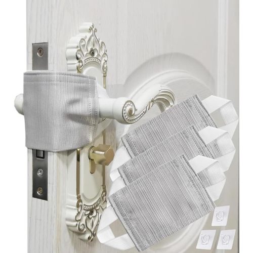 Cloth Door Latch Silencer, Baby Door Latch Cover Quiet Close Pads to Reduce Slamming Noise, Quiet Door Closer Cushion Pads to Prevent Door from Slamming (3, Light Gray, 4.1 * 3.1 inches)