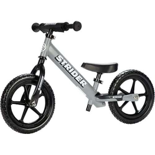 Strider 12 Sport, No Pedal Balance Bike for Kids Ages 1–4 Years, Matte Gray